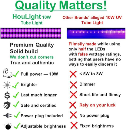 UV LED Black Light, 10W LED Tube for BlackLights Bulbs Replacement, Poster, UV Art, Bedroom, BlackLights for Halloween and Parties