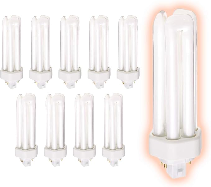 GoodBulb 32 Watt CFL Light Bulbs 4 Pin GX24Q-3 Base 5000K Daylight 32W High Output 2400 Lumens Triple Tube Compact Fluorescent Light Bulbs Plug-in Car Dealership Lighting 10 Pack
