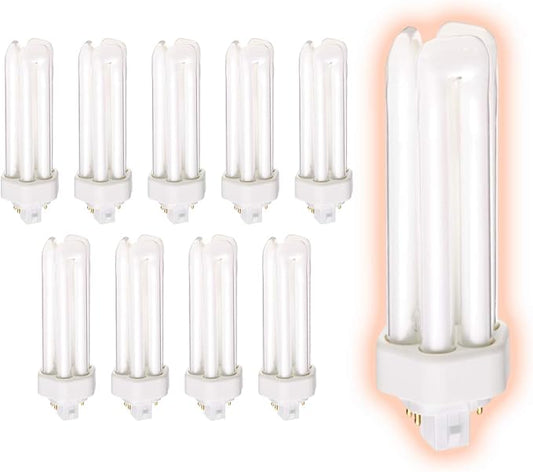 GoodBulb 32 Watt CFL Light Bulbs 4 Pin GX24Q-3 Base 5000K Daylight 32W High Output 2400 Lumens Triple Tube Compact Fluorescent Light Bulbs Plug-in Car Dealership Lighting 10 Pack
