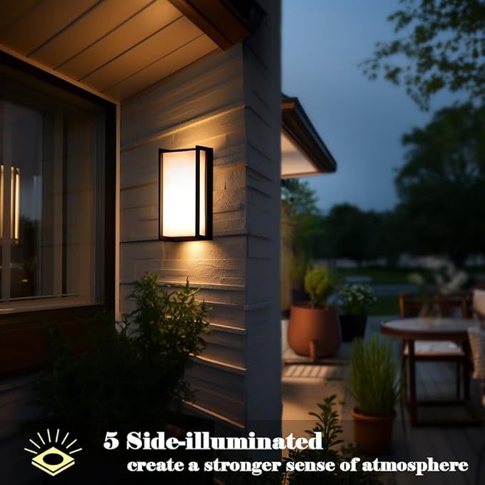 Modern Exterior Lighting Fixtures, 3-Color Temperature Front Porch Light fixtures, IP65 Waterproof Wall Sconce,18W Rectangular Black Outdoor Wall Lights for House Walkway Stair Garage