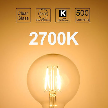 Energetic 12-Pack 5W Dimmable LED Globe Light Bulb, G25 LED Vintage Light Bulb, 60W Equivalent, 500Lumens, 2700K Soft White, E26 Base, ETL Listed