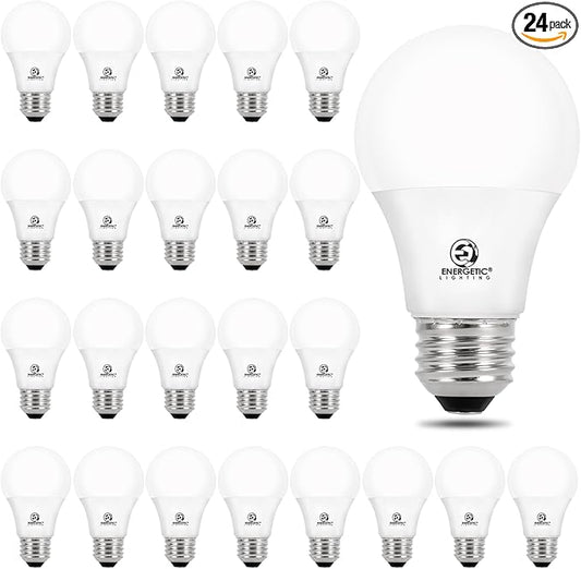 ENERGETIC SMARTER LIGHTING 24-Pack A19 LED Light Bulbs 60 Watt Equivalent, Cool White 4000K, E26 Medium Base, Non-Dimmable LED Light Bulb, ETL Listed