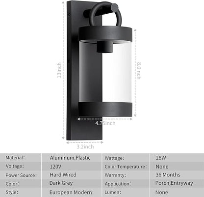 Wall Light Outdoor Lantern with Dusk to Dawn Sensor E26 Bulb (Not Include) Wall Mount Hang Lamp Wall Sconce Lighting Photocell Lights for Porch Front Door Garden IP44 Waterproof Max 28W