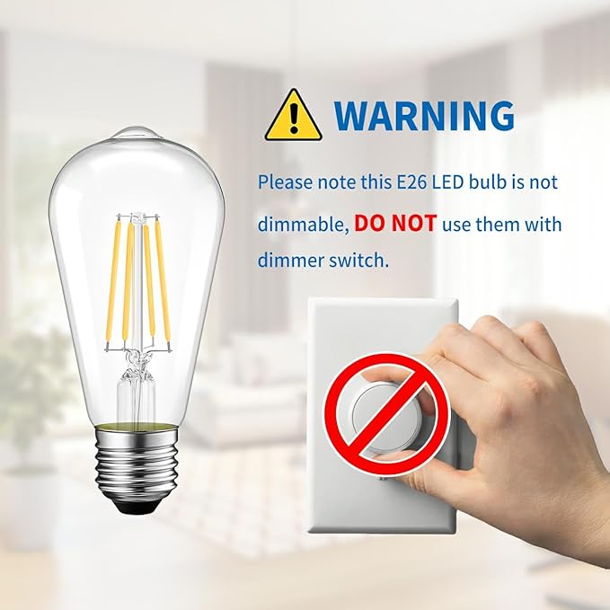ANWIO Vintage LED Edison Bulbs 3-Pack, 7W, Equivalent 60W, Non-Dimmable, ST58 2700K Warm White Antique LED Filament Bulbs,E26 Medium Base, Clear Glass Style for Home and Commercial