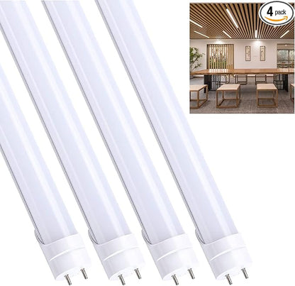 H&B Luxuries 4FT LED T8 Ballast Bypass Type B Light Tube, 18W, Single-Ended & Dual-Ended Connection, 2300LM, G13 Base,T8 T10 T12 Fluorescent Bulbs Replacement, UL & DLC - 6500K (4pcs)
