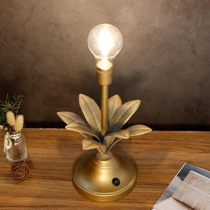 JHY DESIGN Battery Operated Lamp 13''H Vintage Decorative Night Lamp with LED Bulb Small Table Lamp for Bedroom Living Room Bedroom Kitchen Wedding Patio Home Decor(Antique Gold)