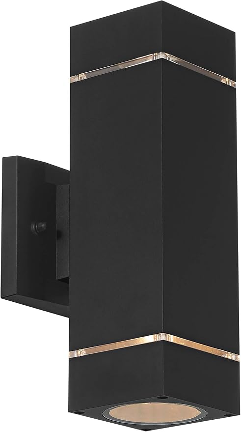 Possini Euro Design Skyridge 11 3/4" High Modern Outdoor Wall Light Fixture Mount Porch House Exterior Outside Set of 2 Up Down LED Bulb Weatherproof Black Aluminum Front Door Patio Garage Home