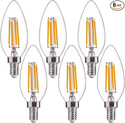 FLSNT 40W Equivalent LED Candelabra Bulbs, Dimmable LED Chandelier Bulbs, E12 Base, 450LM, 82 High CRI, 6 Pack, 2700K Soft White UL,CA65 Listed.