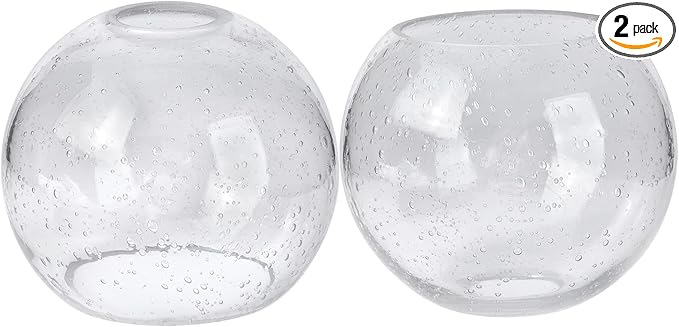 Glass Lamp Shade Replacement Globe & Cover for Lighting Fixture, 5.9" Diameter, 1-5/8 inch Fitter, 2 Pack Clear Seeded Bubble Globe Lamp Shade