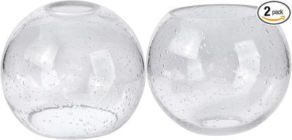 Glass Lamp Shade Replacement Globe & Cover for Lighting Fixture, 5.9" Diameter, 1-5/8 inch Fitter, 2 Pack Clear Seeded Bubble Globe Lamp Shade