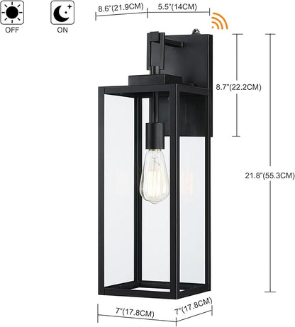 2 Pack 22 Inch Dusk to Dawn Wall Light,22” Dusk to Dawn Outdoor Light Fixture Large Size Outdoor Wall Lantern Sconce Outdoor Porch Light with Photocell Sensor