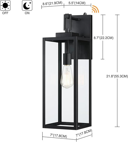 2 Pack 22 Inch Dusk to Dawn Wall Light,22” Dusk to Dawn Outdoor Light Fixture Large Size Outdoor Wall Lantern Sconce Outdoor Porch Light with Photocell Sensor