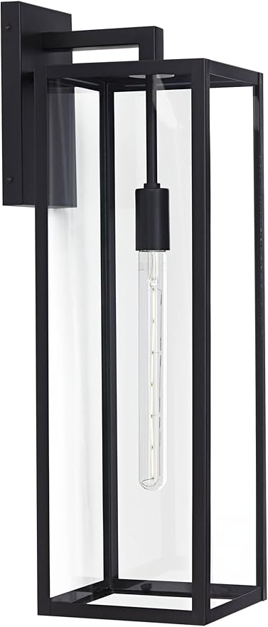John Timberland Titan Modern Industrial Outdoor Wall Light Fixture Mystic Black 27" Clear Glass Panels for Exterior Barn Deck House Porch Yard Patio Outside Garage Front Door Garden Home Roof