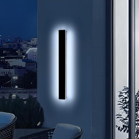 Mikeru 31.4" Outdoor Wall Sconce 6000K Cool White - IP65 Waterproof Black Exterior Light, Hardwired Wall Mounted Fixture for Porch, Patio & Entryway | Non-Dimmable Weatherproof Design