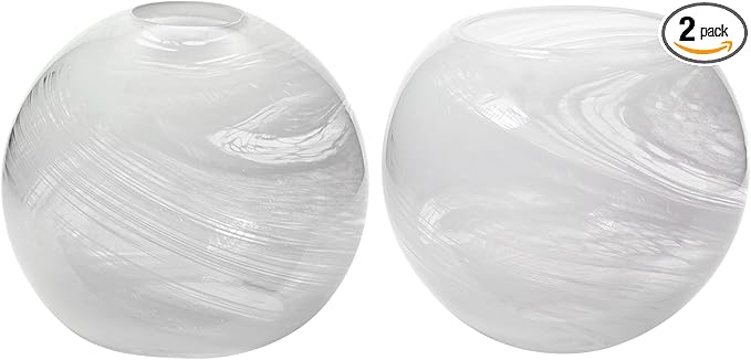 2 Pack Alabaster White Glass Globe Shade Replacement Globe & Cover for Lighting Fixture, 5.9" Diameter, 1-5/8 inch Fitter