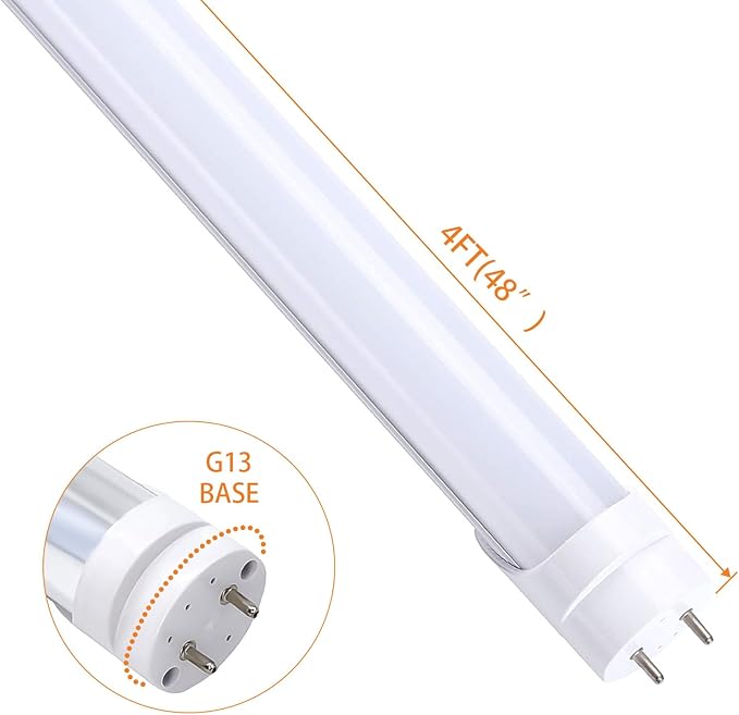 H&B Luxuries 25-Pack T8 LED 4FT Type A+B Light Bulbs 18W, 2300LM, G13 Base,Plug and Play or Ballast Bypass,T8 T10 T12 Fluorescent Bulbs Replacement, UL & DLC (5000K)
