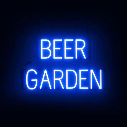SpellBrite BEER GARDEN Sign | Location-Related Sign with Neon Look, Blue LED Light Source | 24.6" x 15.0"