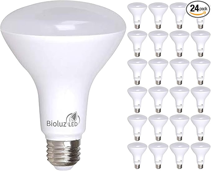 Bioluz LED 24 Pack BR30 LED Bulbs, Indoor Flood Lights 90+ CRI 75W Equivalent uses 9.5W 2700K Warm White 850 Lumens, E26 Base Dimmable Instant On Interior Home UL Listed FCC RoAS Title 20 Certified