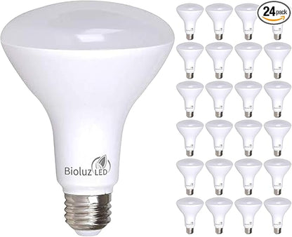 Bioluz LED 24 Pack BR30 LED Bulbs, Indoor Flood Lights 90+ CRI 75W Equivalent uses 9.5W 4000K Cool White 850 Lumens, E26 Base Dimmable Instant On Interior Home UL Listed FCC RoAS Title 20 Certified