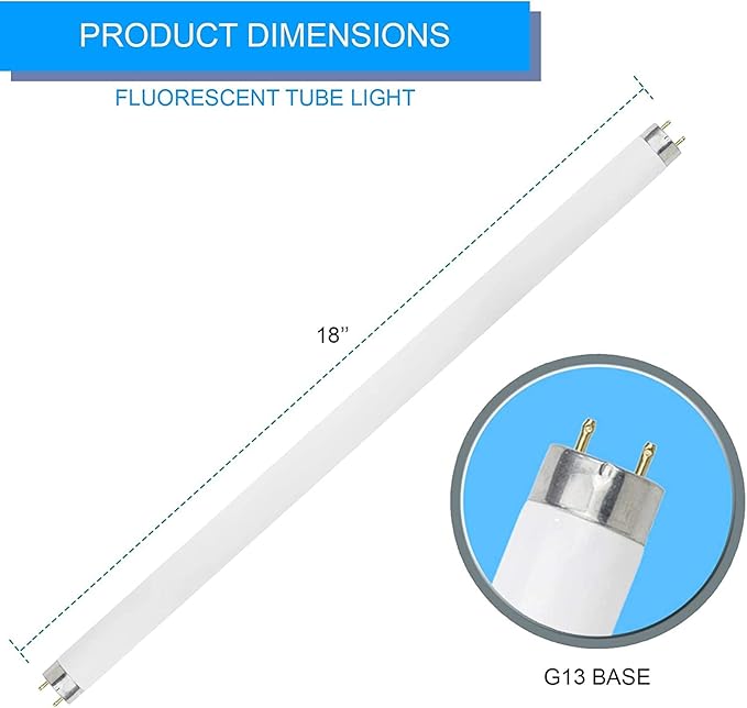 DYSMIO F15T8-DL 15 Watt T8 Straight Tube, Medium Bi-Pin Base, 6500K - Daylight - Pack of 4