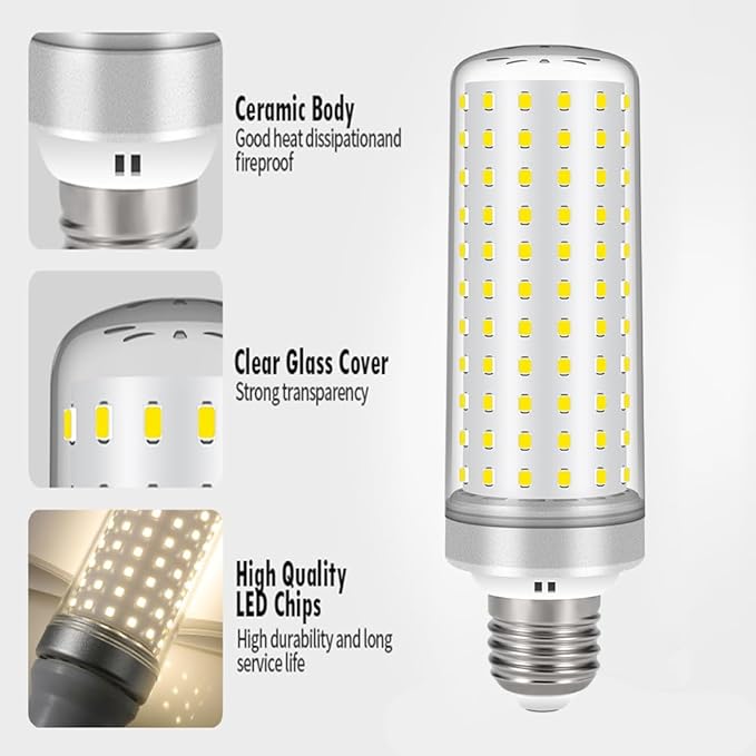 E26 LED Bulbs, 40W LED Light Bulbs Equivalent 400W, 4000K Natural Light, Not Dimmable,AC 110-220V, E26 Light Bulbs (2 Pack)