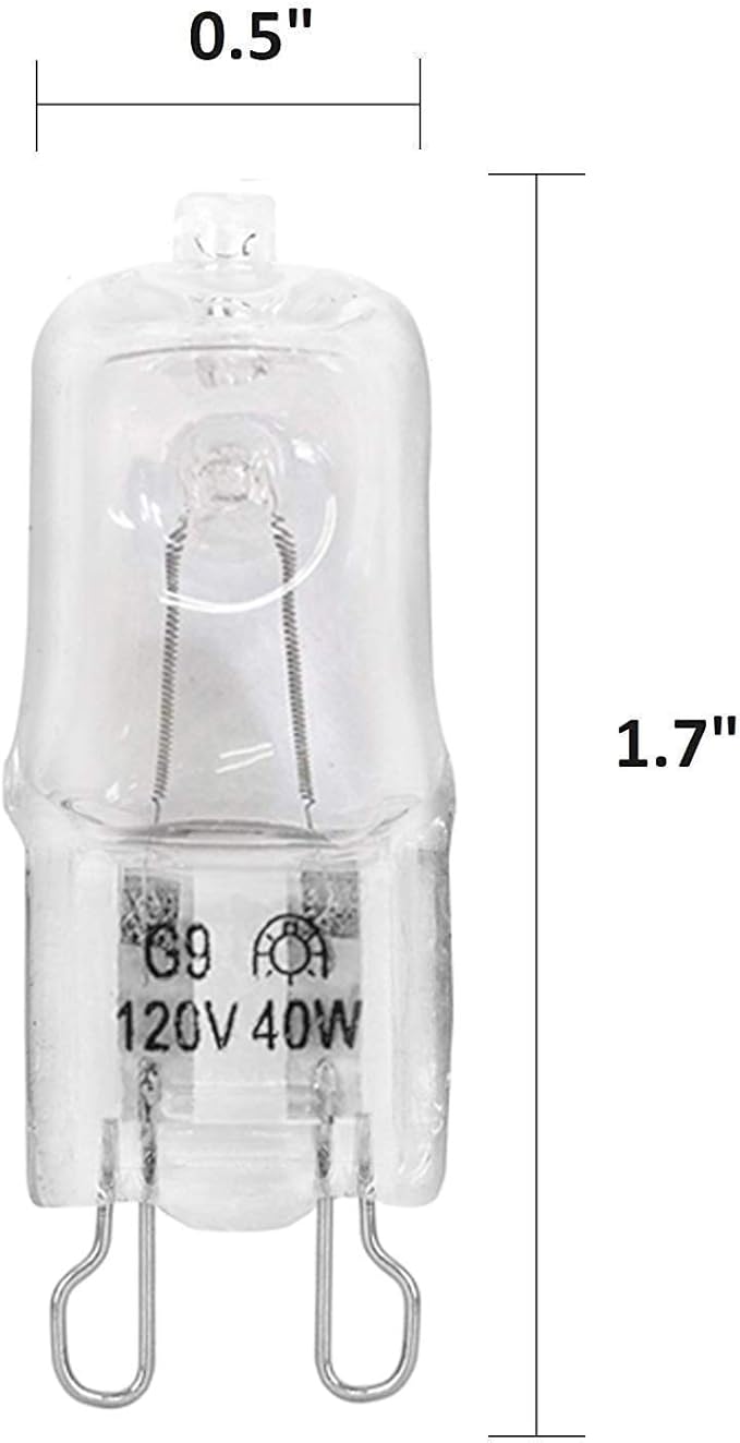 Appliance Light G9 Bulb, 120V 40W Xenon Small Light Bulb for Microwave,Chandeliers, Pendants, Cabinet Lights, Bathroom, 2 Pin Base JC T4 Type,Warm White, Dimmable,12 Pack