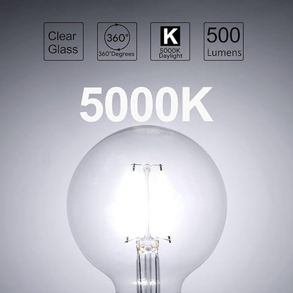 Energetic 12-Pack 5W Dimmable LED Edison Light Bulb, G25 (G80) Globe Bulb, 60W Equivalent, 5000K Daylight, Christmas Light, E26 Standard Base, ETL Listed