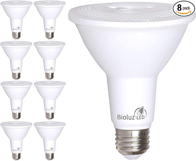 Bioluz LED 8 Pack PAR38 LED Light Bulb 90 CRI 12W = 100-120 Watt Replacement, Soft White 3000K, Dimmable Light Bulbs Flood Lights Outdoor/Indoor UL Listed Light Bulbs Title 20 High Efficacy LED Bulbs