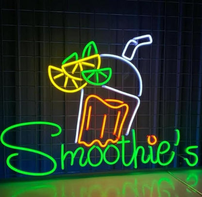 Custom Smoothie Neon Sign, Open Smoothie Welcome Shop Led Sign, Smoothies Bar Wall Decor, Smoothie Lover Decor Gifts Size:20inches
