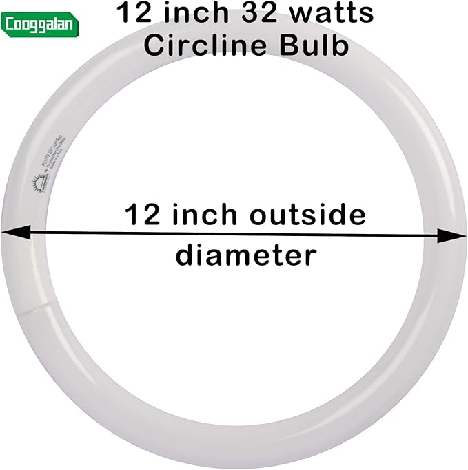 FC12T9/CW 32W Cool White Circular Light Bulbs, 12 inch Round T9 32 Watts FC12T9/841 4100K Circline Fluorescent Bulb, Replacement Kitchen and Bath Circle Light Bulb, G10q 4 Pin Prong, 2 Pack