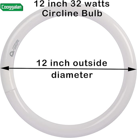FC12T9/CW 32W Cool White Circular Light Bulbs, 12 inch Round T9 32 Watts FC12T9/841 4100K Circline Fluorescent Bulb, Replacement Kitchen and Bath Circle Light Bulb, G10q 4 Pin Prong, 2 Pack