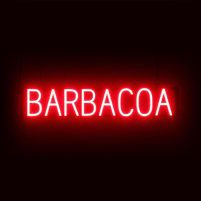 SpellBrite BARBACOA Sign | Mexican Food-Related Sign with Neon Look, Red LED Light Source | 32.9" x 6.3"
