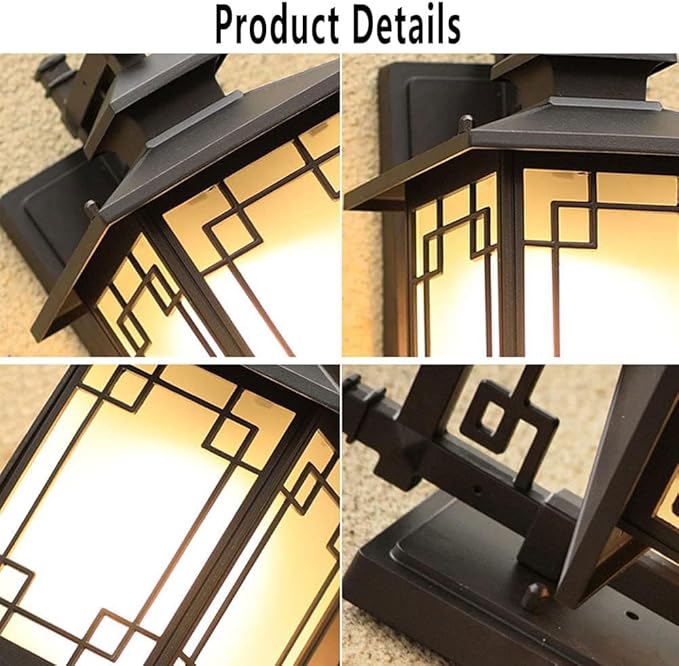 Japanese Style Black Square Simple Wall Lantern Frosted Glass lampshade Outdoor Wall Light IP65 Waterproof and dustproof Wall Lamp for Courtyard Front Doors Sconce Light