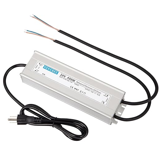 LED Driver 24V400W Waterproof Power Supply AC90-130V to DC24V16.7A Low Voltage Transformer IP67 Converter Suitable for Indoor and Outdoor LED Lighting and Any 24V DC LED