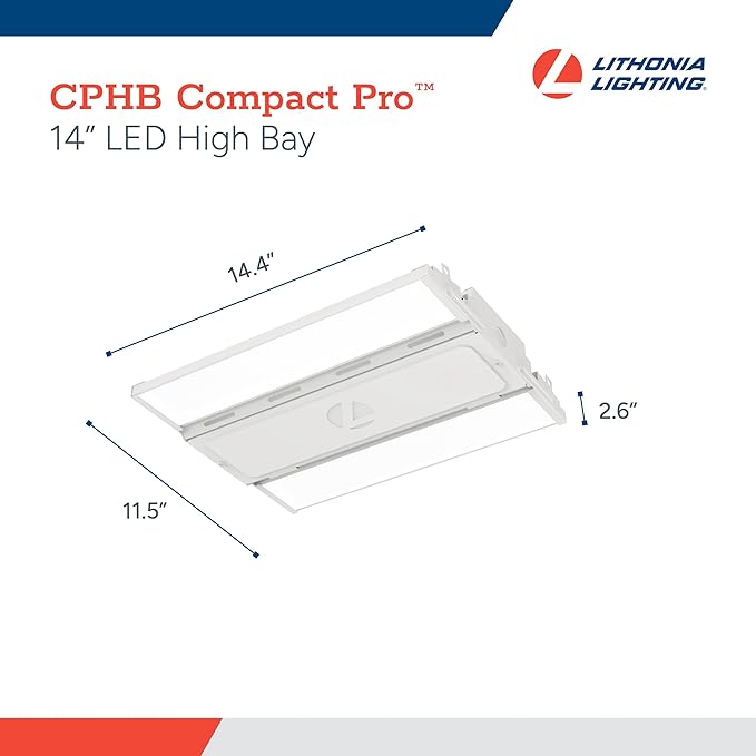 Lithonia Lighting Compact Pro LED High Bay Light, Ceiling Lighting Fixture, 15,000 Lumens, 4000K Cool White, Dimmable LED Work Light for Garage and Warehouse, MVOLT 120-277V (CPHB 15LM MVOLT 40K)