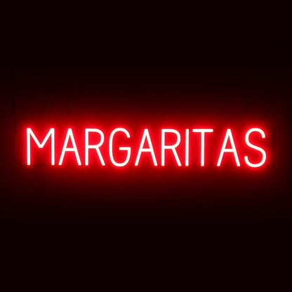 SpellBrite MARGARITAS Sign | Mexican Food-Related Sign with Neon Look, Red LED Light Source | 38.7" x 6.3"