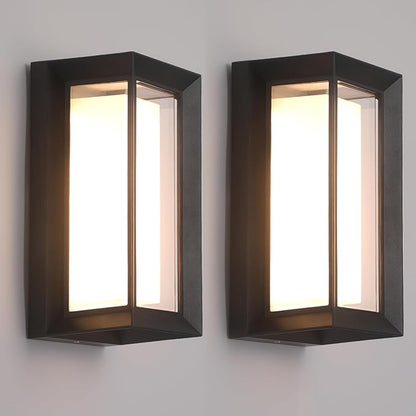 2 Pack Outdoor Wall Lights Exterior/Interior LED 24W Adjustable 3-Color 2100LM IP65 Sconces Lights Waterproof Modern Outdoor Porch Lighting Fixtures Aluminum Wall Lights Compatible with Dimmers