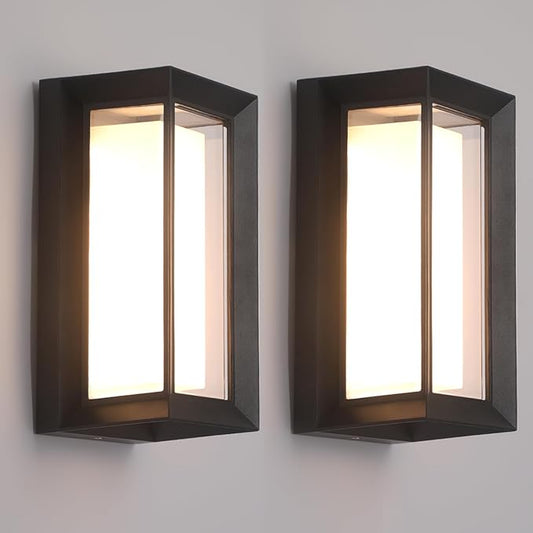 2 Pack Outdoor Wall Lights Exterior/Interior LED 24W Adjustable 3-Color 2100LM IP65 Sconces Lights Waterproof Modern Outdoor Porch Lighting Fixtures Aluminum Wall Lights Compatible with Dimmers