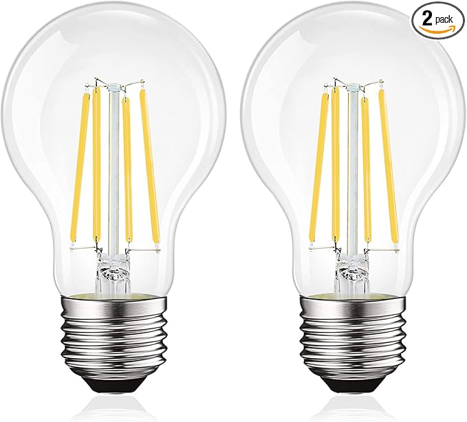 LUXRITE Vintage A19 LED Light Bulbs 100 Watt Equivalent, 1600 Lumens, 4000K Cool White, Dimmable Edison Light Bulbs, 12W, Damp Rated, UL Listed, Clear Glass Filament Bulb, E26 Medium Base (2 Pack)