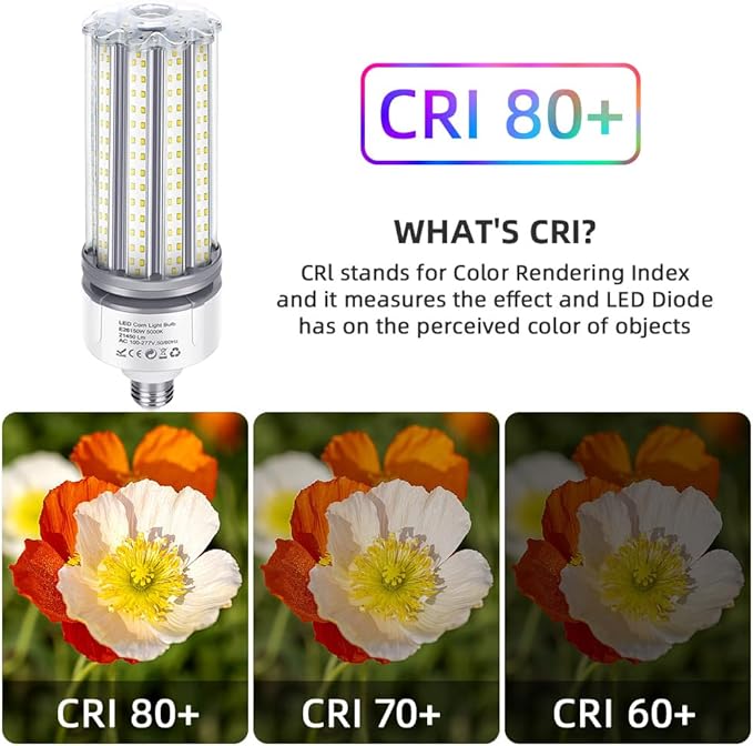 150W LED Corn Cob Light Bulb 2Pack, 700W MH/HPS Equivalent, 5000K Daylight, E26 Base with E39 Mogul Base adapters, Commercial Industrial Lighting Gyms Garage Workshop Bay Light Fixture