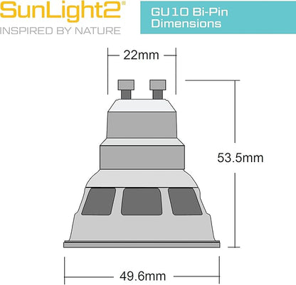 SunLight2® Premium Edition | GU10 LED Bulb 7W | 120V AC | 3000K to 1800K Dim to Warm | CRI 97+ | 60° Wide Beam MR16 Spotlight | Silver Finish | 4 Pack | Energy Efficient Flicker Free