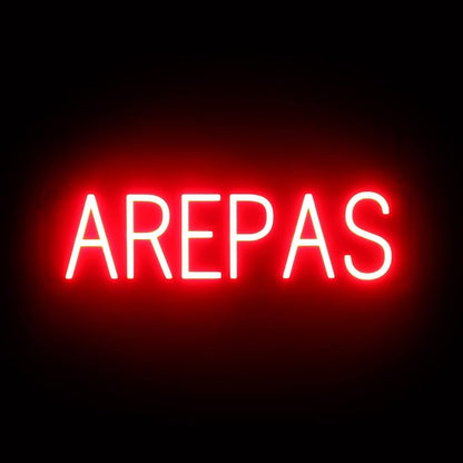 SpellBrite AREPAS Sign | Restaurant-Related Sign with Neon Look, Red LED Light | 24.4" x 6.3"