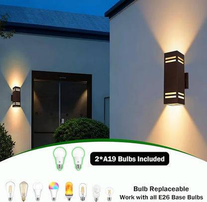 Dusk to Dawn Outdoor Wall Lights Fixture – ETL Listed, Aluminum Waterproof Wall Mount Square Design- Modern Exterior Lighting Outdoor Wall Sconce for Porch, Patio, Front Door