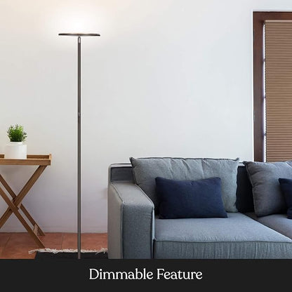 Brightech Sky Flux Dimmable LED Floor Lamp – Super Bright Floor Lamp with 3 Light Modes for Living Room, Office – Torchiere Standing Touch-Lamp, Tall Torch Lamp for Bedroom & Reading - Bronze