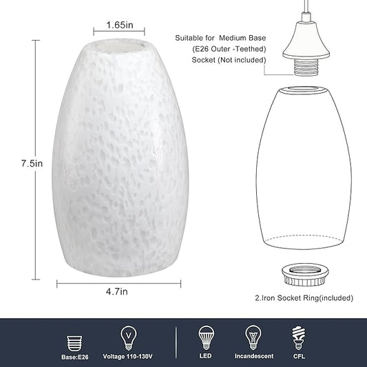 Mini Glass Pendant Light 1-Pack with Handblown Milk White Art Oval Glass Lamp Ceiling Hanging Light, for Dining Room,Kitchen,Foyer,Hallway 4.72"