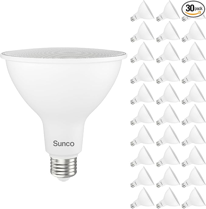 Sunco 30 Pack PAR38 LED Flood Light Outdoor Bulb, Exterior Waterproof Spotlight Lighting, 2800 LM, 20W (250W Equivalent), 5000K Daylight, Dimmable, E26 Medium Base UL