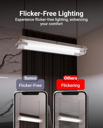 Sunco 50 Pack 2ft LED T8 Frosted Glass Tube for Replacement Fluorescent Commercial Work Office Hallway Warehouse, Type B, 10W 1200 Lumens, 5000K Daylight, Non-Dimmable, 100-277V, 50,000 Hour Lifetime