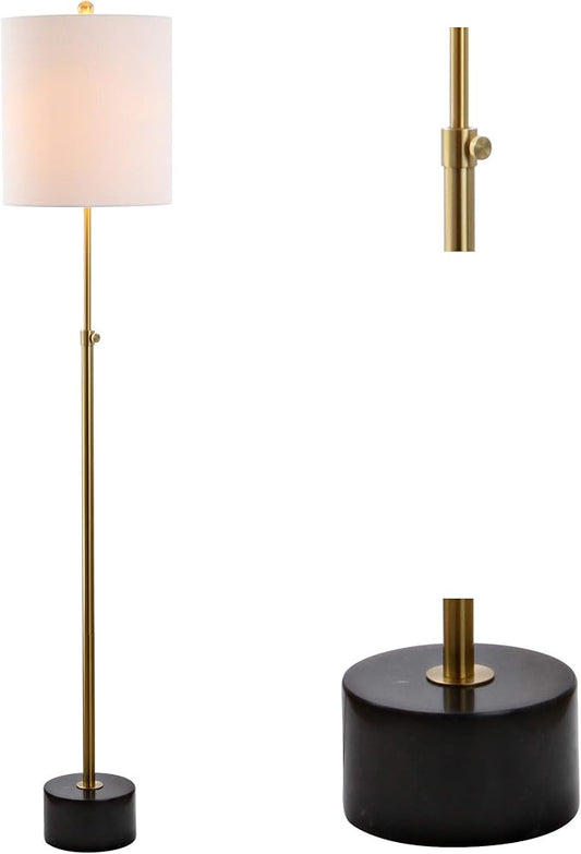 JONATHAN Y JYL6004A Crosby 66" Adjustable Height Metal LED Floor Lamp Modern,Minimalist,Contemporary for Bedrooms, Living Room, Office, Reading, Brass/BlackMarble
