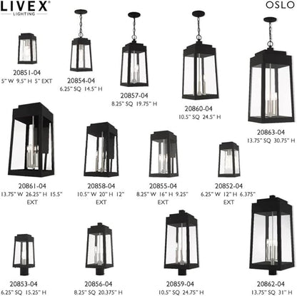 Livex Lighting 20856-04 Oslo - 20.38" Three Light Outdoor Post Top Lantern, Black Finish with Clear Glass