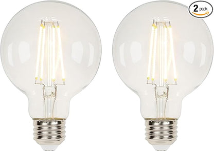 Westinghouse 43172EC2 5.5 Watt (40 Watt Equivalent) G25 Dimmable Clear Filament LED Light Bulb, Medium Base, 2 Pack